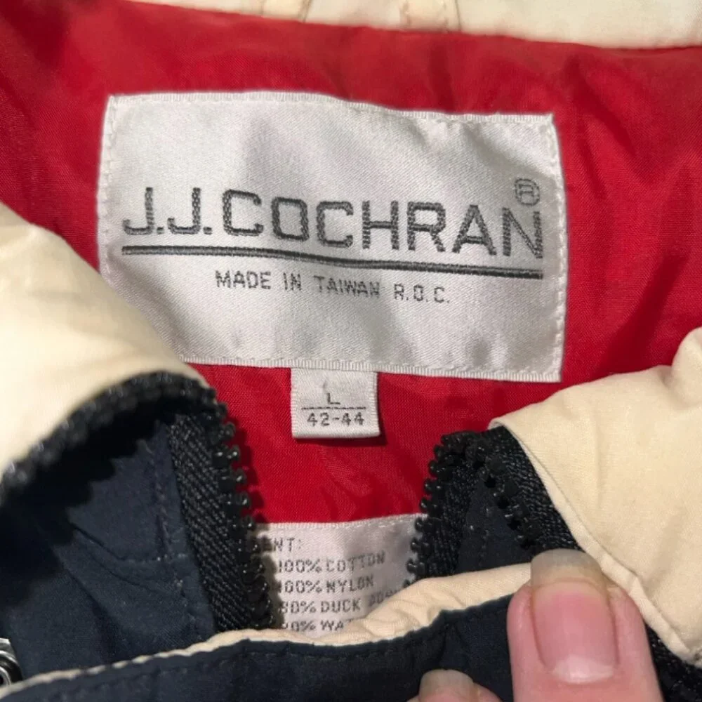 Vintage J.J. Cochran Bomber Ski Jacket Black and Red Sz. L (GS36)‎